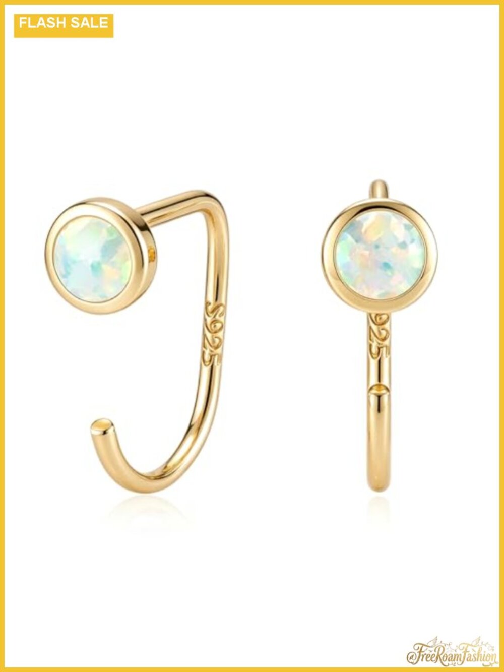 14K Gold Plated 925 Sterling Silver Huggie Half Hoop Earrings
